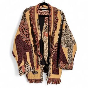 It’s in the Bag Big Cats Tapestry Jacket Women's One Size Animal Print Boho